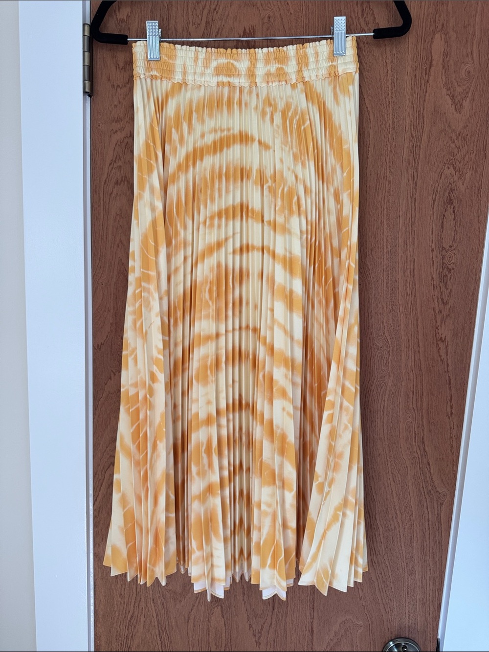 Proenza Schouler White Label Tie-Dye Pleated Midi Skirt in Yellow and Cream